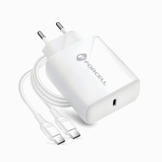 FORCELL F-ENERGY 25W-os Type C, PD hálózati töltő + C/C töltőkábel PD Q.C 3A 25W fehér