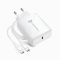 FORCELL F-ENERGY 25W-os Type C, PD hálózati töltő + C/C töltőkábel PD Q.C 3A 25W fehér