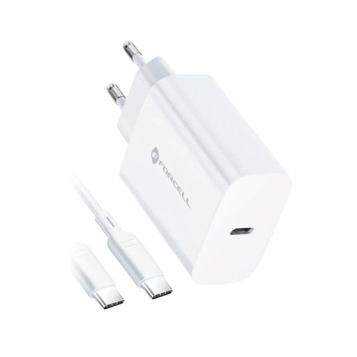 FORCELL F-ENERGY 25W-os Type C, PD hálózati töltő + C/C töltőkábel PD Q.C 3A 25W fehér