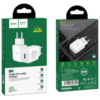 Töltő adapter USB A - Hoco N2 - 2A, 10W-os, FEHÉR