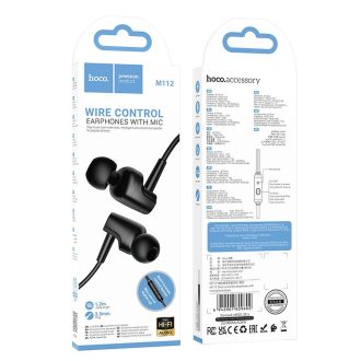 Vezetékes fülhallgató Jack 3,5mm Hoco M112 FEKETE