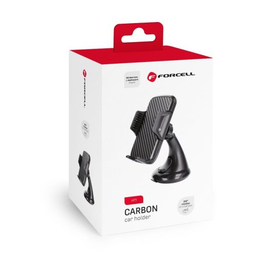 Forcell F-Grip Carbon HT1 autós telefontartó szélvédőre/műszerfalra, fekete