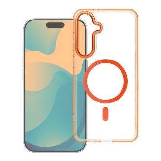   Samsung Galaxy A17 4G / 5G - FRAME CLEAR HYBRID MAG - kemény hátlap tok, MagSafe, narancs