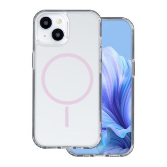   iPhone 13 Thin Mag Anti Shock tok, MagSafe, átlátszó / rózsaszín