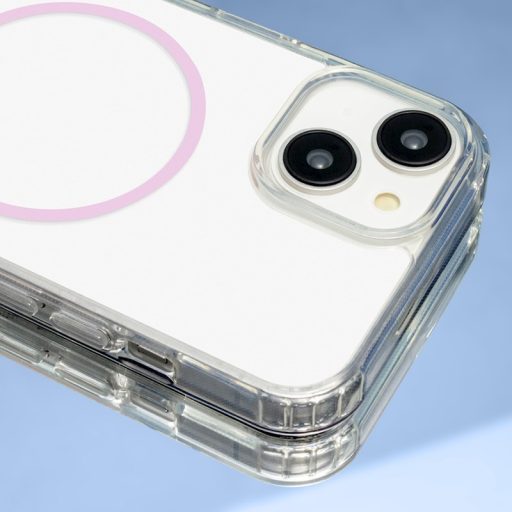 iPhone 13 Thin Mag Anti Shock tok, MagSafe, átlátszó / rózsaszín