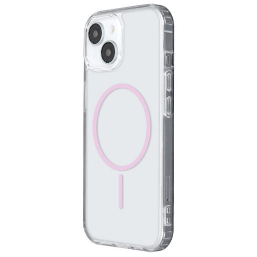 iPhone 13 Thin Mag Anti Shock tok, MagSafe, átlátszó / rózsaszín