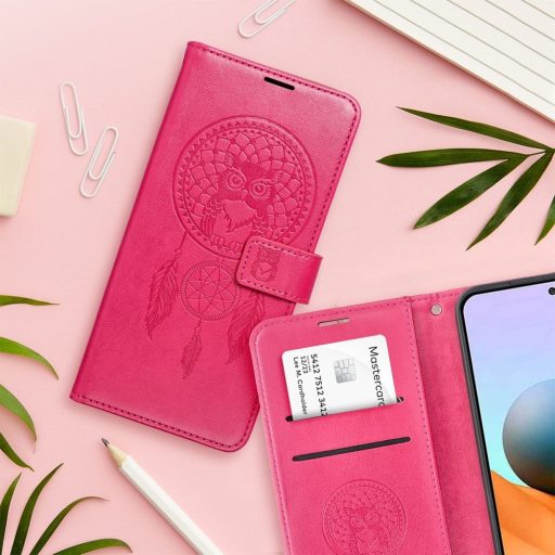 Samsung Galaxy A56 / A37 / A36 MEZZO oldalra nyíló notesz tok, piros, álomfogó mintával