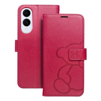   Samsung Galaxy A56 / A37 / A36 MEZZO oldalra nyíló notesz tok, piros, maci mintával