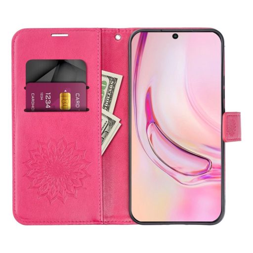 Samsung Galaxy A56 / A37 / A36 MEZZO oldalra nyíló notesz tok, piros, mandala mintával