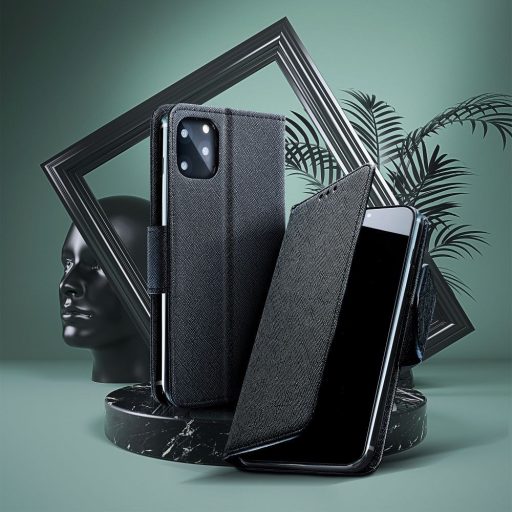 Samsung Galaxy A56 / A37 / A36 FANCY oldalra nyíló notesz tok, fekete