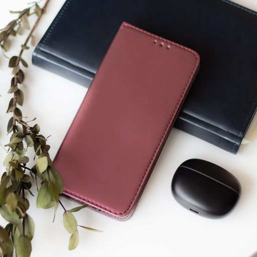  Samsung Galaxy A35 5G SMART MAGNETO oldalra nyíló notesz tok, burgundi