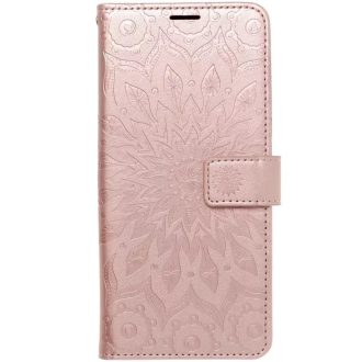   Samsung Galaxy A17 4G / 5G MEZZO oldalra nyíló notesz tok, rózsaarany, mandala mintával