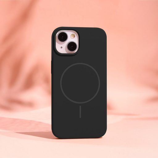 iPhone 13 Thin Mag Szilikon tok, MagSafe, fekete